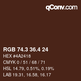 カラーコード: RGB 74.3 36.4 24 | qconv.com