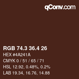 カラーコード: RGB 74.3 36.4 26 | qconv.com