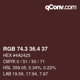 カラーコード: RGB 74.3 36.4 37 | qconv.com