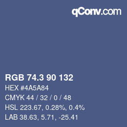 カラーコード: RGB 74.3 90 132 | qconv.com