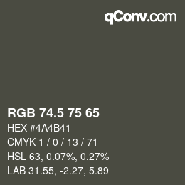 Color code: RGB 74.5 75 65 | qconv.com