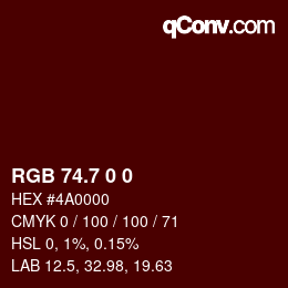 カラーコード: RGB 74.7 0 0 | qconv.com