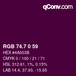 カラーコード: RGB 74.7 0 59 | qconv.com
