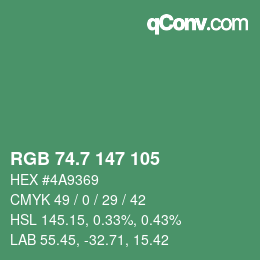 カラーコード: RGB 74.7 147 105 | qconv.com
