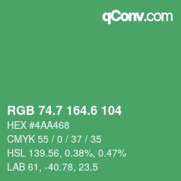 カラーコード: RGB 74.7 164.6 104 | qconv.com