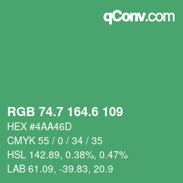 カラーコード: RGB 74.7 164.6 109 | qconv.com
