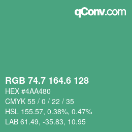 カラーコード: RGB 74.7 164.6 128 | qconv.com