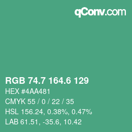 カラーコード: RGB 74.7 164.6 129 | qconv.com