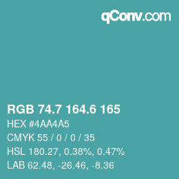 カラーコード: RGB 74.7 164.6 165 | qconv.com