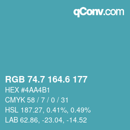カラーコード: RGB 74.7 164.6 177 | qconv.com