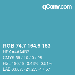 カラーコード: RGB 74.7 164.6 183 | qconv.com