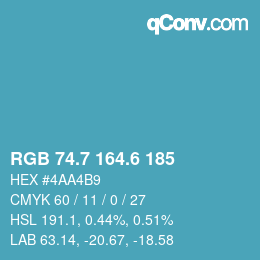 カラーコード: RGB 74.7 164.6 185 | qconv.com