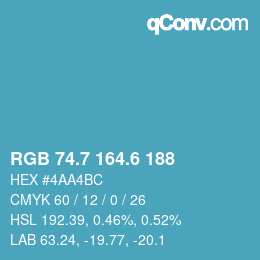 カラーコード: RGB 74.7 164.6 188 | qconv.com