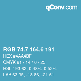 カラーコード: RGB 74.7 164.6 191 | qconv.com