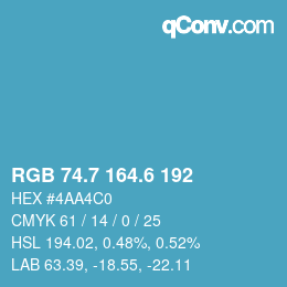 カラーコード: RGB 74.7 164.6 192 | qconv.com