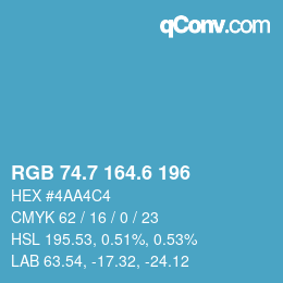 カラーコード: RGB 74.7 164.6 196 | qconv.com