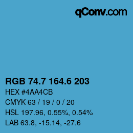 カラーコード: RGB 74.7 164.6 203 | qconv.com