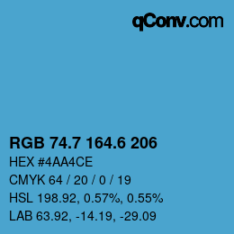 カラーコード: RGB 74.7 164.6 206 | qconv.com