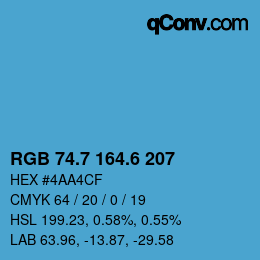 カラーコード: RGB 74.7 164.6 207 | qconv.com