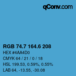 カラーコード: RGB 74.7 164.6 208 | qconv.com