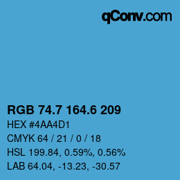 カラーコード: RGB 74.7 164.6 209 | qconv.com