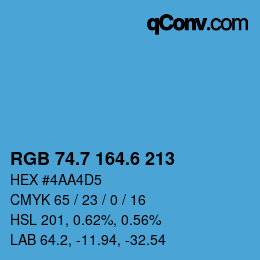 カラーコード: RGB 74.7 164.6 213 | qconv.com