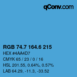 カラーコード: RGB 74.7 164.6 215 | qconv.com