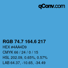 カラーコード: RGB 74.7 164.6 217 | qconv.com
