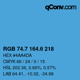 カラーコード: RGB 74.7 164.6 218 | qconv.com
