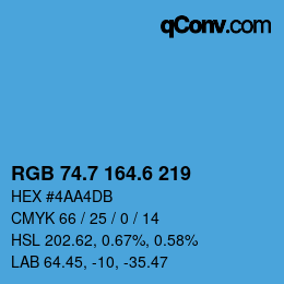 カラーコード: RGB 74.7 164.6 219 | qconv.com