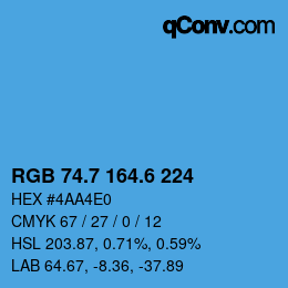 カラーコード: RGB 74.7 164.6 224 | qconv.com