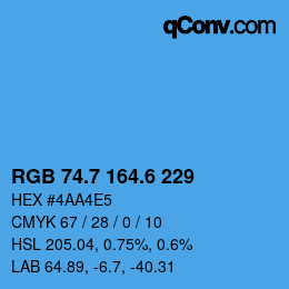 カラーコード: RGB 74.7 164.6 229 | qconv.com