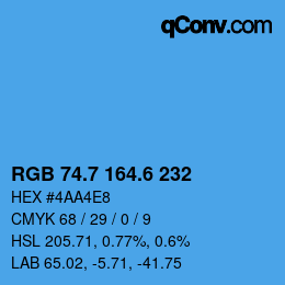 カラーコード: RGB 74.7 164.6 232 | qconv.com