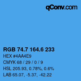 カラーコード: RGB 74.7 164.6 233 | qconv.com
