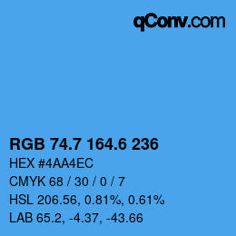 カラーコード: RGB 74.7 164.6 236 | qconv.com