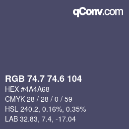 カラーコード: RGB 74.7 74.6 104 | qconv.com