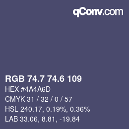 カラーコード: RGB 74.7 74.6 109 | qconv.com