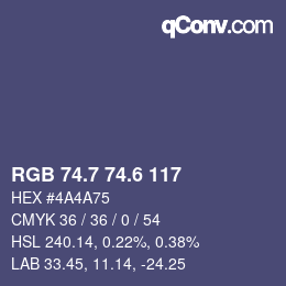 カラーコード: RGB 74.7 74.6 117 | qconv.com