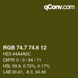 カラーコード: RGB 74.7 74.6 12 | qconv.com