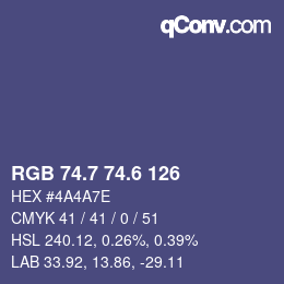 カラーコード: RGB 74.7 74.6 126 | qconv.com