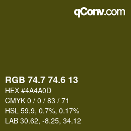 カラーコード: RGB 74.7 74.6 13 | qconv.com