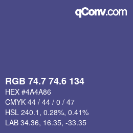 カラーコード: RGB 74.7 74.6 134 | qconv.com