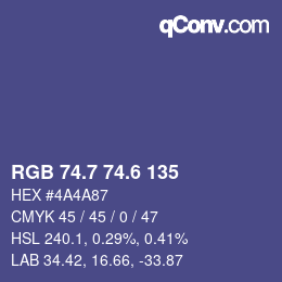 カラーコード: RGB 74.7 74.6 135 | qconv.com