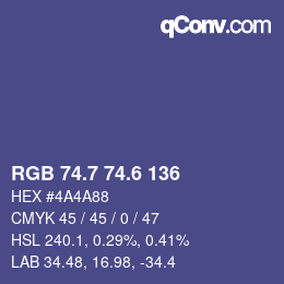 カラーコード: RGB 74.7 74.6 136 | qconv.com