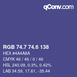 カラーコード: RGB 74.7 74.6 138 | qconv.com