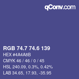 カラーコード: RGB 74.7 74.6 139 | qconv.com