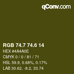 カラーコード: RGB 74.7 74.6 14 | qconv.com