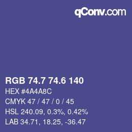 カラーコード: RGB 74.7 74.6 140 | qconv.com