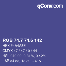 カラーコード: RGB 74.7 74.6 142 | qconv.com