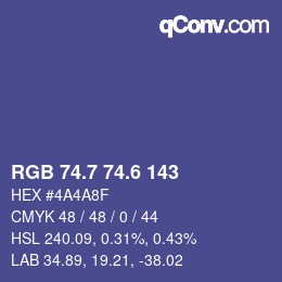 カラーコード: RGB 74.7 74.6 143 | qconv.com